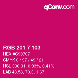 カラーコード: RGB 201 7 103 | qconv.com
