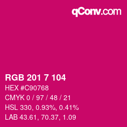 Color code: RGB 201 7 104 | qconv.com
