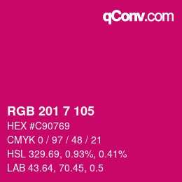 Color code: RGB 201 7 105 | qconv.com