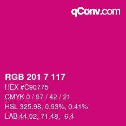 カラーコード: RGB 201 7 117 | qconv.com