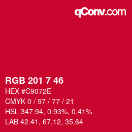 Color code: RGB 201 7 46 | qconv.com