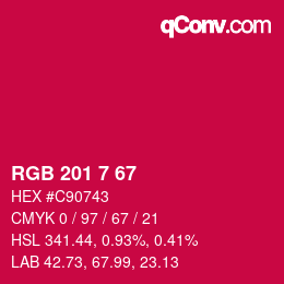 カラーコード: RGB 201 7 67 | qconv.com