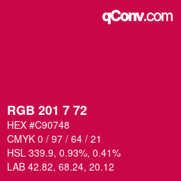 Color code: RGB 201 7 72 | qconv.com
