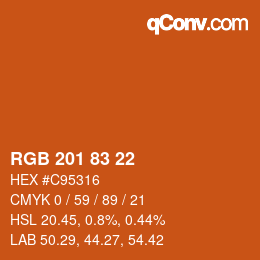 Color code: RGB 201 83 22 | qconv.com