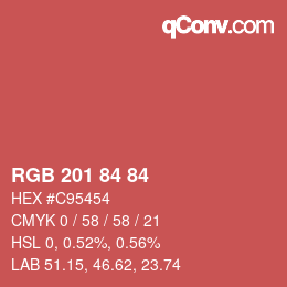 颜色代码: RGB 201 84 84 | qconv.com