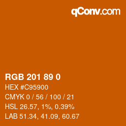カラーコード: RGB 201 89 0 | qconv.com