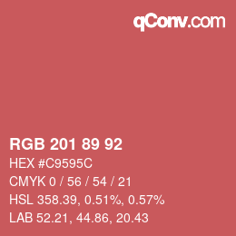 カラーコード: RGB 201 89 92 | qconv.com