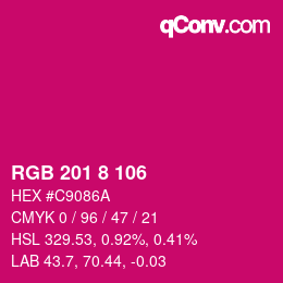 颜色代码: RGB 201 8 106 | qconv.com
