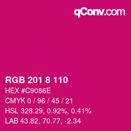 颜色代码: RGB 201 8 110 | qconv.com