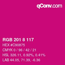 颜色代码: RGB 201 8 117 | qconv.com