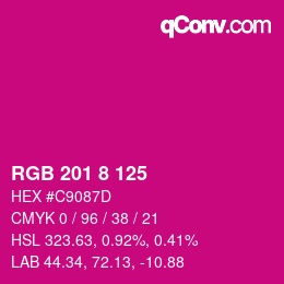 Color code: RGB 201 8 125 | qconv.com