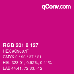 Color code: RGB 201 8 127 | qconv.com