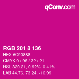 Color code: RGB 201 8 136 | qconv.com