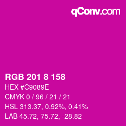 颜色代码: RGB 201 8 158 | qconv.com