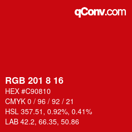 カラーコード: RGB 201 8 16 | qconv.com