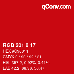 Color code: RGB 201 8 17 | qconv.com