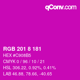 Color code: RGB 201 8 181 | qconv.com