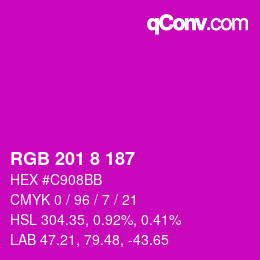 颜色代码: RGB 201 8 187 | qconv.com