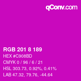 颜色代码: RGB 201 8 189 | qconv.com