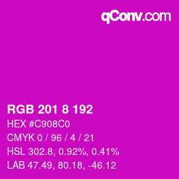 颜色代码: RGB 201 8 192 | qconv.com