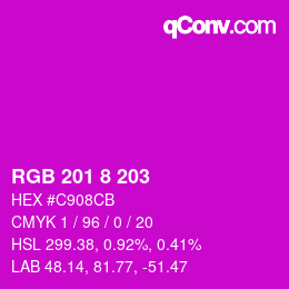 Color code: RGB 201 8 203 | qconv.com