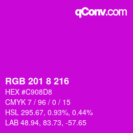 Color code: RGB 201 8 216 | qconv.com