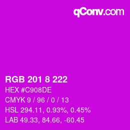 Color code: RGB 201 8 222 | qconv.com