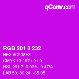 颜色代码: RGB 201 8 232 | qconv.com
