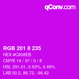 カラーコード: RGB 201 8 235 | qconv.com