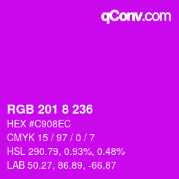 カラーコード: RGB 201 8 236 | qconv.com