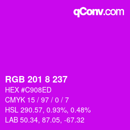 颜色代码: RGB 201 8 237 | qconv.com