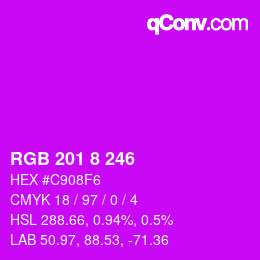 Color code: RGB 201 8 246 | qconv.com