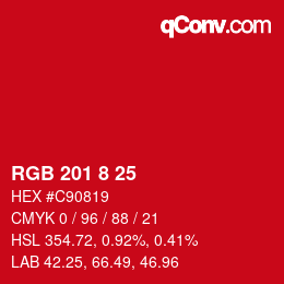 カラーコード: RGB 201 8 25 | qconv.com