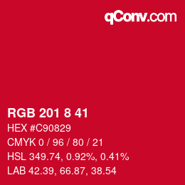 Color code: RGB 201 8 41 | qconv.com