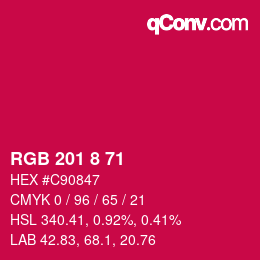颜色代码: RGB 201 8 71 | qconv.com