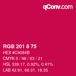 颜色代码: RGB 201 8 75 | qconv.com