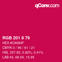 颜色代码: RGB 201 8 79 | qconv.com