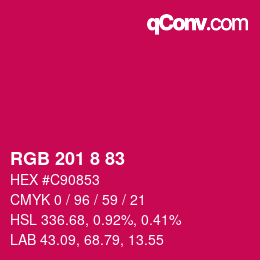 カラーコード: RGB 201 8 83 | qconv.com