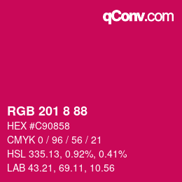颜色代码: RGB 201 8 88 | qconv.com