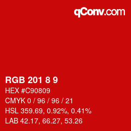 カラーコード: RGB 201 8 9 | qconv.com