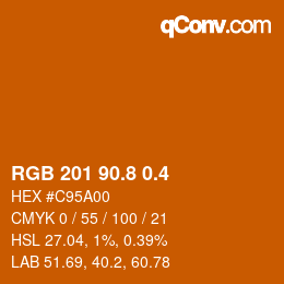 カラーコード: RGB 201 90.8 0.4 | qconv.com