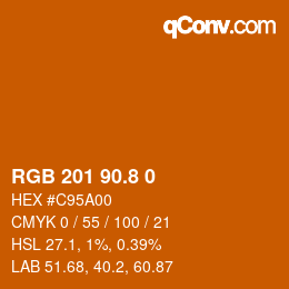 カラーコード: RGB 201 90.8 0 | qconv.com