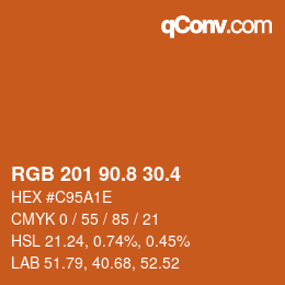 カラーコード: RGB 201 90.8 30.4 | qconv.com