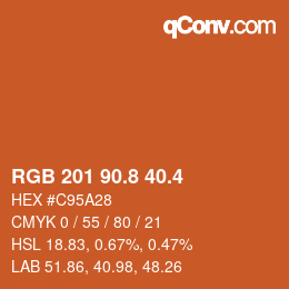 カラーコード: RGB 201 90.8 40.4 | qconv.com