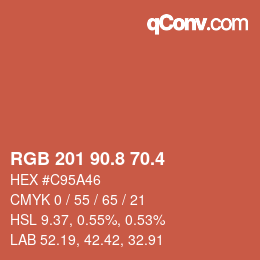 カラーコード: RGB 201 90.8 70.4 | qconv.com