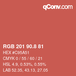 カラーコード: RGB 201 90.8 81 | qconv.com