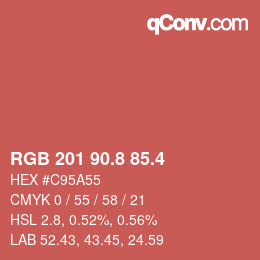 カラーコード: RGB 201 90.8 85.4 | qconv.com
