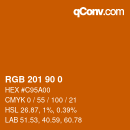 カラーコード: RGB 201 90 0 | qconv.com