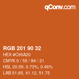 Color code: RGB 201 90 32 | qconv.com