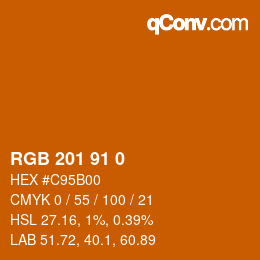 Color code: RGB 201 91 0 | qconv.com